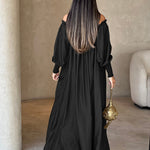 Loose Solid Color Long Sleeves Maxi Dresses