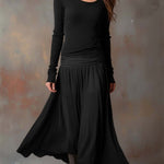 Vintage Ribbed Knit Maxi Dress In Charcoal Gray