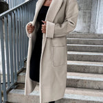 Women's Thick Windproof Belted Long Trench Coat Outerwear