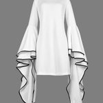 Flared Sleeves Long Sleeves Solid Color Stand Collar Mini Dresses