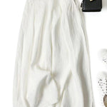 Solid Color Ramie Cotton Plus Size Loose Ninth Wide-Leg Pants