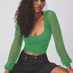 Puff Sleeve Scoop Neck T-Shirt
