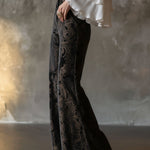 Vintage High-waisted Velveteen Paisley Print Wide-leg Pants
