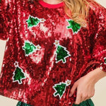 Eye Catching Christmas Sequined Pullover T Shirt