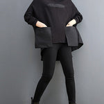 Casual Loose Split-Joint High-Neck Long Batwing Sleeves T-Shirt