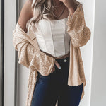 Nadorine Solid Color Button-down Long-sleeve Sequined Cardigan Shirt for Women Casual Loose Business Casual 2026 | Under