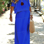 Casual Off Shoulder Solid Beach Maxi Dress