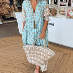 Winter | Casual Printed V-neck Half Sleeve Dress