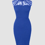 Glitter Contrast Lace Party Dress