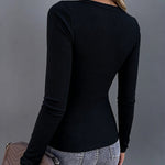 Women's Square Neck Long Sleeve Top Rhinestone Faith Letter Graphic Ribbed Knit Shirt Slim Fit Casual Sparkly Tee