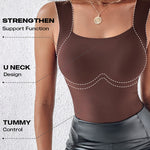 Chicme Contourx 2 Piece U Neck Shapewear Built In Bra Tank High Strechy Sleeveless Slim Fit Tops Camisole