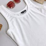 Scoop Neck Sleeveless Ribbed Tank Top Cami Tee Shirts