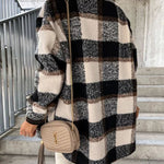 Plaid Pattern Mid-length Button-up Shirt Jacket