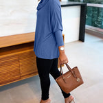Women's Cowl Neck Batwing Sleeve Top Casual Long Sleeve Loose Pullover Comfortable Soft Drape Blouse