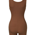 Ribbed U-Neck Yoga Romper Workout One Piece Seamless Tank Top Jumpsuit