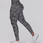 Camouflage Print High Waist Skinny Leggings with Cargo Flap Pockets Casual Pants
