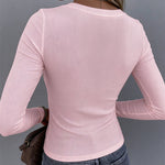 Women's Square Neck Long Sleeve Top Rhinestone Ribbed Knit Shirt Slim Fit Casual Sparkly Tee