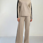 Loungewear Sets Contrast Side Seam Drop Shoulder Pullover & Sweatpants