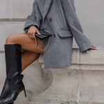 Fashion Stripe Print Lapel Pocket Coat