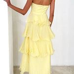 Margovil Strapless Ruffle Layered Maxi Dress