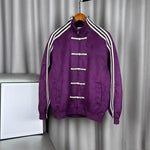 KZZ Retro Chinese Style Frog Button Stand Collar Zipper Jacket