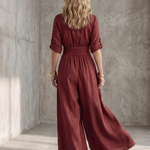 Wanda™ | Cross Front Wide Leg Jumpsuit