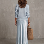 Luciana™ | Bias Fall Satin Skirt Knit Layer Set