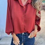 Margovil Batwing Long Sleeves Button Front Solid Shirt