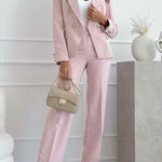 High Waist Straight Leg Suit Pants
