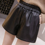 Margovil Elastic Waist Pocketed Faux Leather Shorts