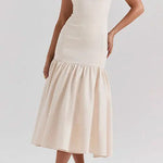 Margovil U Neck Sleeveless Ruffle Bodycon Midi Dress