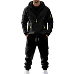 KZZ Men's Winter Fleece-Lined Hoodie & Drawstring Pants Set
