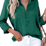 Margovil Solid Long Sleeves Button Up Satin Shirt