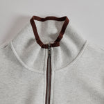 Retro Sporty Webbing Grey-white Half-zip Sweatshirt And Wide-leg Pants Set