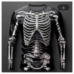 KZZ Men's Halloween 3D Skull Print Long-Sleeve T-Shirt