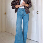 Margovil Lapel Zip Up Faux Leather Bomber Jacket