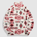 KZZ Men's Ethnic Pattern Drop Shoulder Zipper Sweatshirt