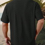 KZZ Men's short-sleeved versatile shirt with openwork jacquard pattern