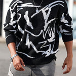 KZZ Men's Knitted Long Sleeve Sweater Crew Neck Graphic Casual Regular Fit Jumper
