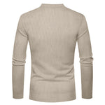 KZZ Men's Regular Fit Patchwork Print Half Button Thermal Lined Henry Collar Shirt