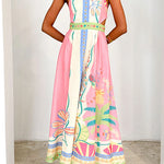 Halter Lace-up Backless Rio Print Maxi Dress