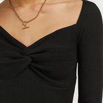 Sexy Cross V Neck Long Sleeve Sweater