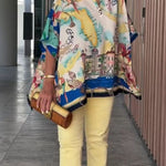 Unique Printed Casual Half Sleeve Loose Top