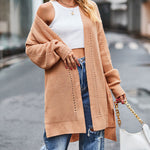 Open Front Knitted Long Cardigan Long Sleeve Casual Lightweight Knitted Cardigans Outerwear