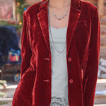 Gold velvet solid color fashion casual suit jacket