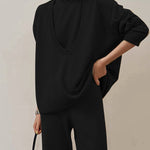 Nadorine Casual Knit Long Sleeve Shirt Knit Vest Pants Three Piece Set