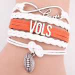 Multi-layered Leather Cord Friendship Bracelet Infinite Love Rugby VOLS Letter Bracelet