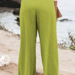Fresh Air Linen Blend Pocketed Smocked Pants