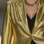High-End Fashionable Loose Gold Pleated Suit Jacket