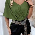 Women's Off Shoulder Convertible Crop Top Casual Multi Wear Slit Blouse with Bandeau